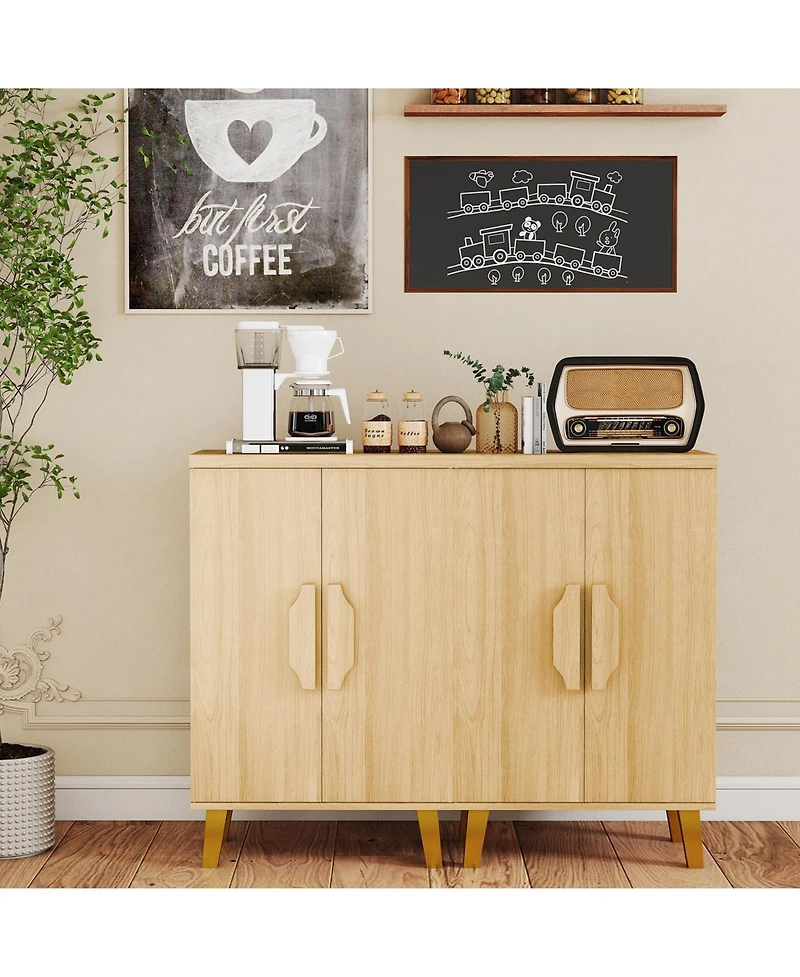 Sugift Buffet Cabinet with Double Doors and Raised Legs