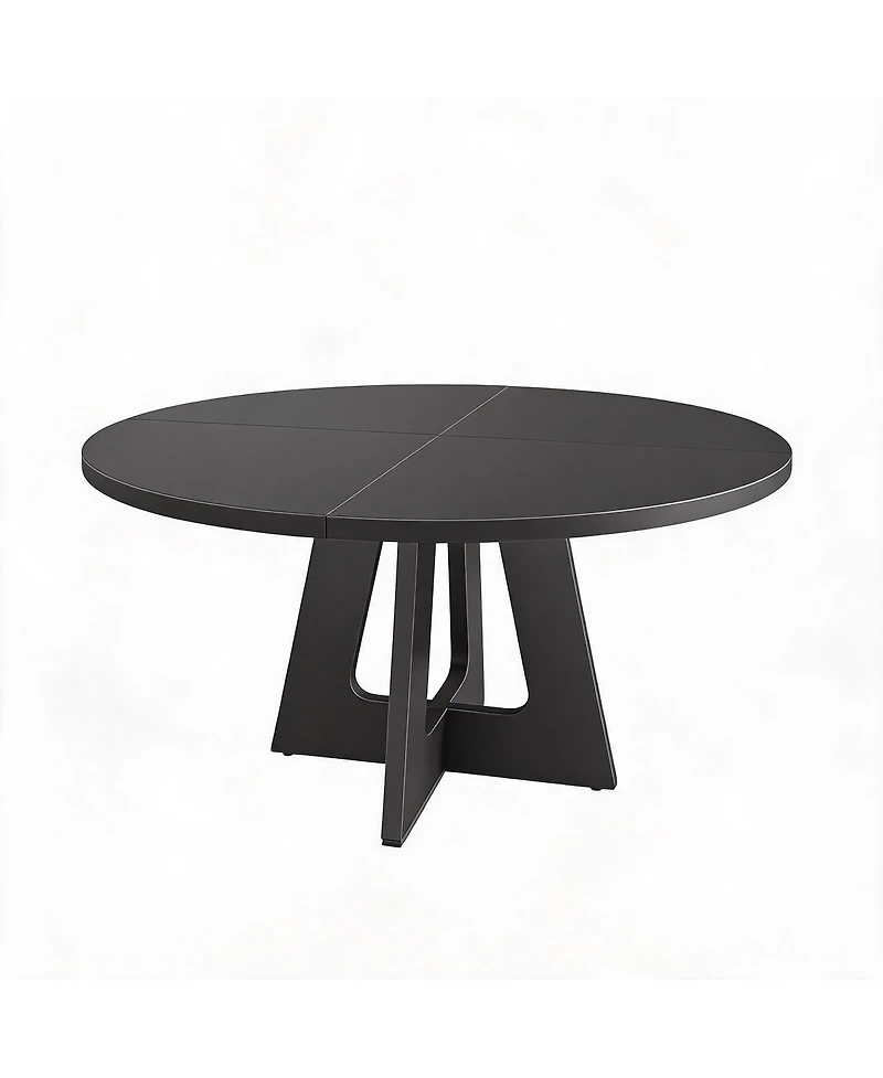 homfan 47 Inch Round Dining Table for 4-6 People - Circle Dinner with Wooden Cross Pedestal Base, Farmhouse Kitchen Room