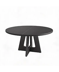homfan 47 Inch Round Dining Table for 4-6 People - Circle Dinner with Wooden Cross Pedestal Base, Farmhouse Kitchen Room