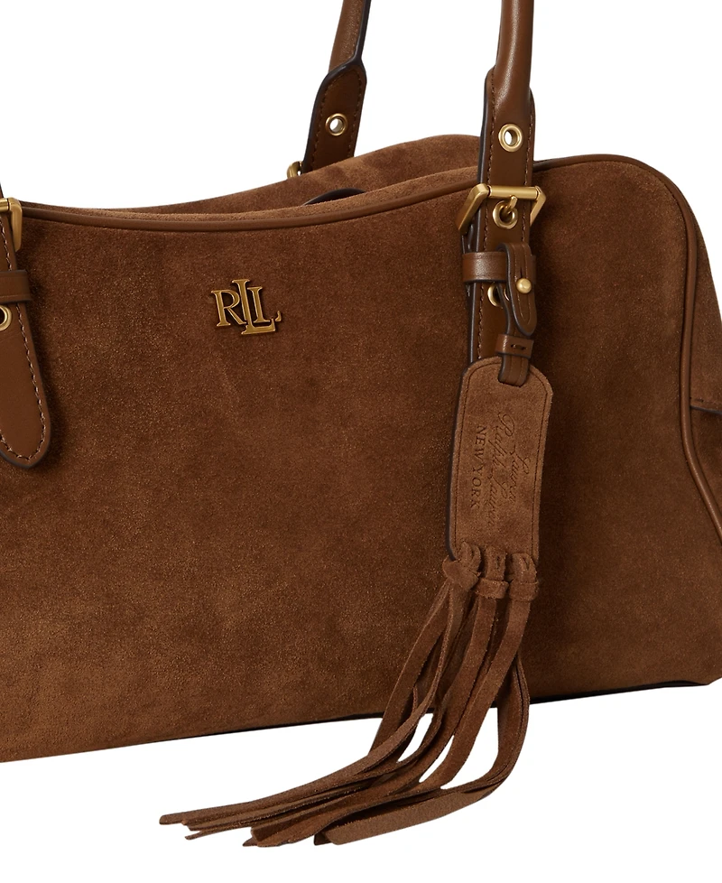 Lauren Ralph Lauren Marcy Zipper Leather Large Satchel Handbag