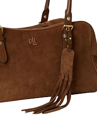 Lauren Ralph Lauren Marcy Zipper Leather Large Satchel Handbag