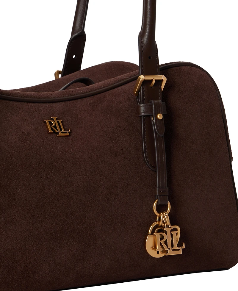Lauren Ralph Lauren Marcy Zipper Leather Charms Large Satchel Handbag