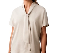Calvin Klein Petite Tie-Front Short-Sleeve Top