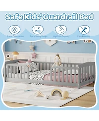 Rainsken Floor Bed with Rails, Montessori Floor Bed, Central Entrance