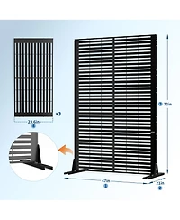 6x4FT Outdoor Metal Privacy Screen, Louvered Decorative Fence, Steel Garden Partition with Hooks and Ground Anchors