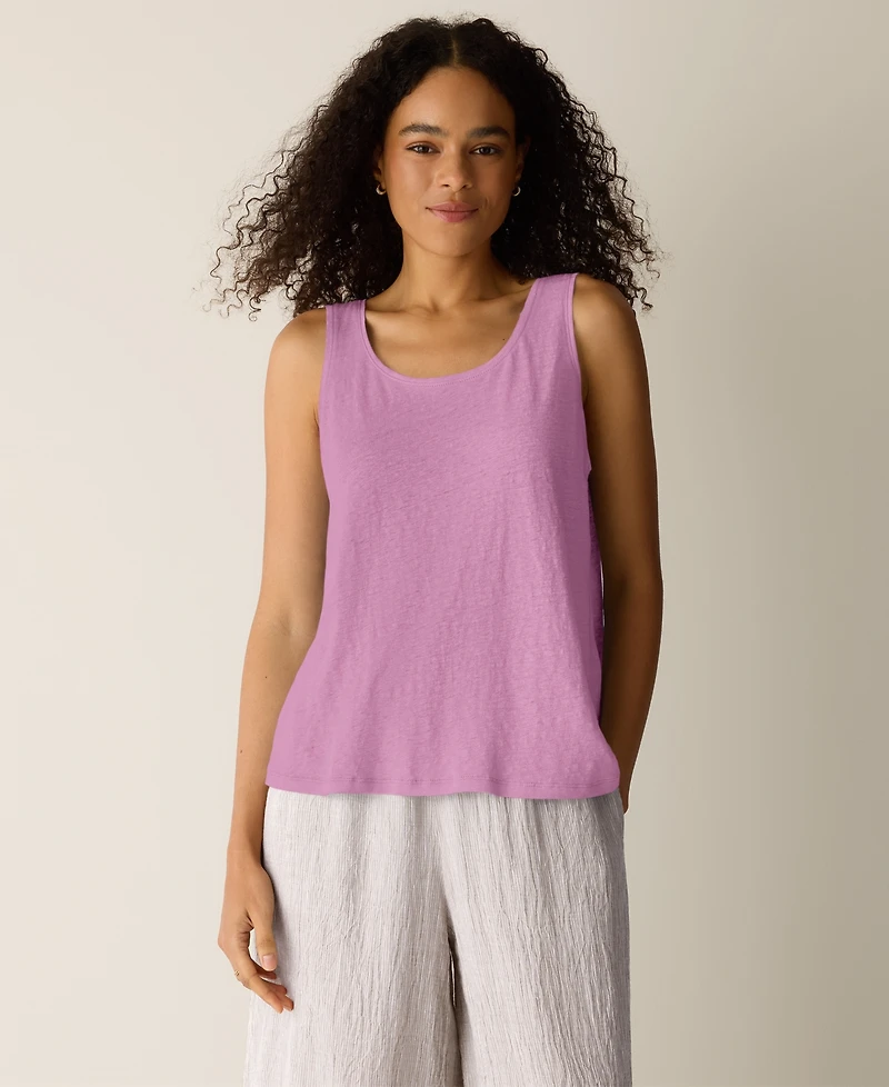 Eileen Fisher Women's Linen Scoop Neck Sleeveless Tank Top