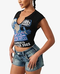 True Religion Women's Rib Notch Buddha T-Shirt