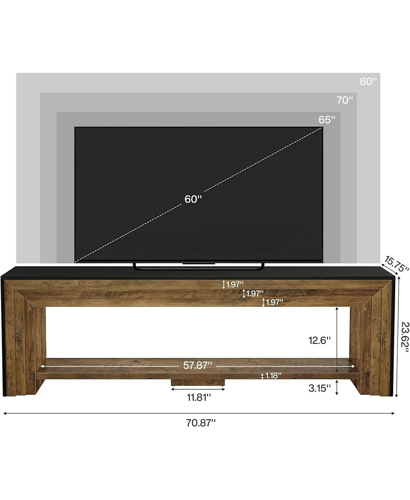 Tribesigns 70" Tv Stand for 65/70/75-Inch TVs, Farmhouse Long Entertainment Center with Open Storage Shelves
