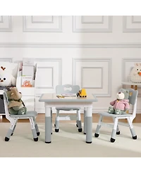 homfan Adjustable Height Kids Table and 4 Chairs Set Modern Toddler Furniture with Non Slip Legs Graffiti Resistant Easy Clean Desktop