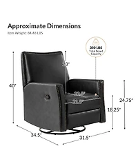 Hulala Home Jerseyville Transitional Leather Swivel Rocker Manual Recliner