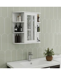 Midola Bathroom Medicine Cabinet with Mirror, Wall Mounted Bathroom Cabinet with Mirror Door, 6 Open Shelves,3 Adjustable Shelves for Bathroom