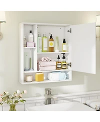 Phying Wall Mounted Mirror Cabinet Single Door Bathroom Storage Cabinet Multifunctional Wooden Organizer with Mirror Door