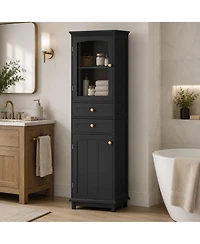 Phying 63 Inch Tall Bathroom Storage Cabinet Free Standing Cabinet Modern Display Organizer Cabinet for Home Bathroom Living Room Entryway