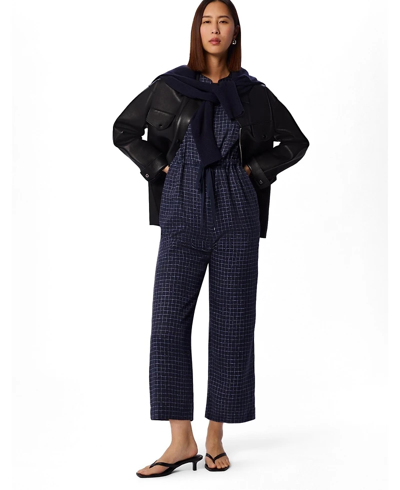 Whistles Women's Grid Print Sleeveless Jumpsuit