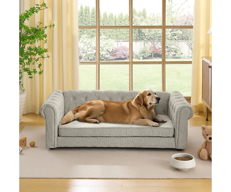 Zeny Elegant Rectangular Pet Bed for Big and Oversized Dogs, Durable Elevated Dog Sofa Bed, Comfortable Sofa, Modern Fashionable