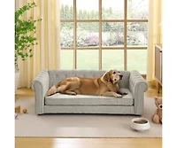Zeny Elegant Rectangular Pet Bed for Big and Oversized Dogs, Durable Elevated Dog Sofa Bed, Comfortable Sofa, Modern Fashionable