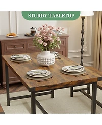 homfan 4-Piece Space Saving Dining Set, Sturdy Engineered Wood Metal Frame Bench Set Easy Care Home Furniture