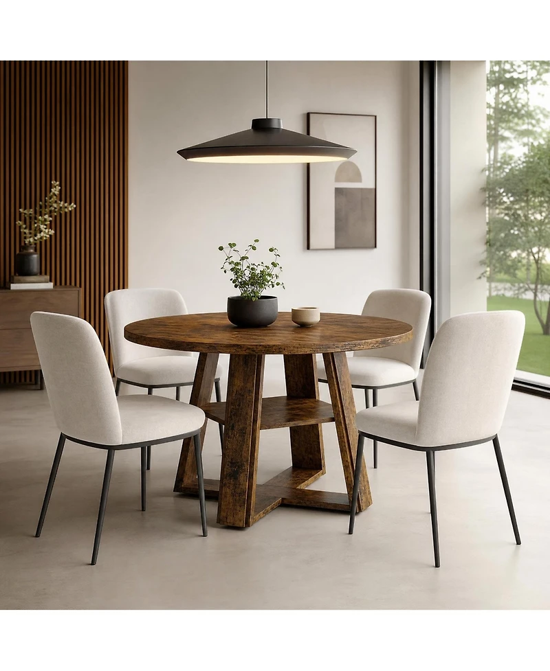 gaomon Farmhouse 43'' Round Dining Table with Sturdy Wooden Pedestal