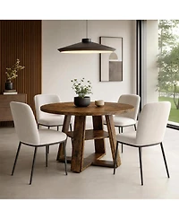 gaomon Farmhouse 43'' Round Dining Table with Sturdy Wooden Pedestal