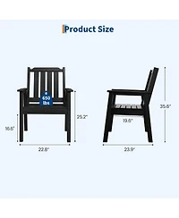 homfan Heavy Duty Waterproof Hdpe Patio Dining Chairs Set of 2, Oversized All-Weather Outdoor Garden Armchairs, Wide Seat for Deck, Backyard, Porch