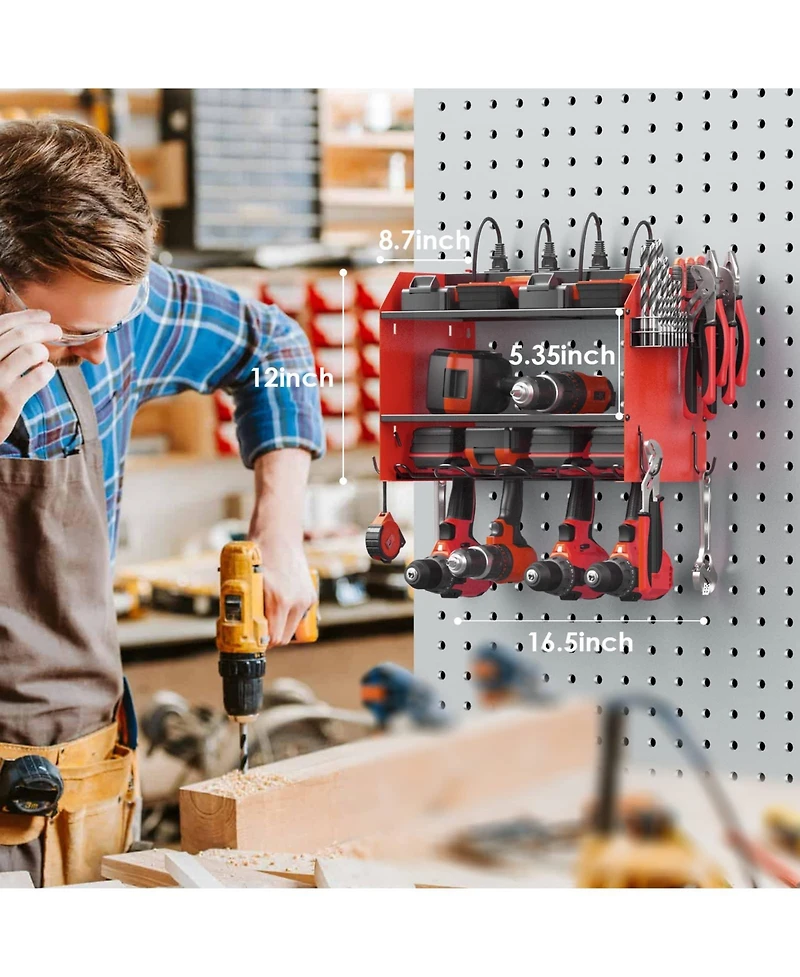 Xdovet Power Tool Organizer Wall Mount Charging Station 8 Outlet Heavy Duty Rack Holder Gift