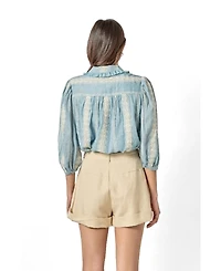 English Factory Women's Embroidered Ruffle Collar Blouse