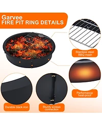 Homfan Rust-Resistant Steel Fire Pit Ring, Above and In-Ground Usable Outdoor Fast Assembly Heating Bowl for Garden Patio Camping Bbq