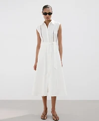 Mango Women's Bow Linen Shirt Dress