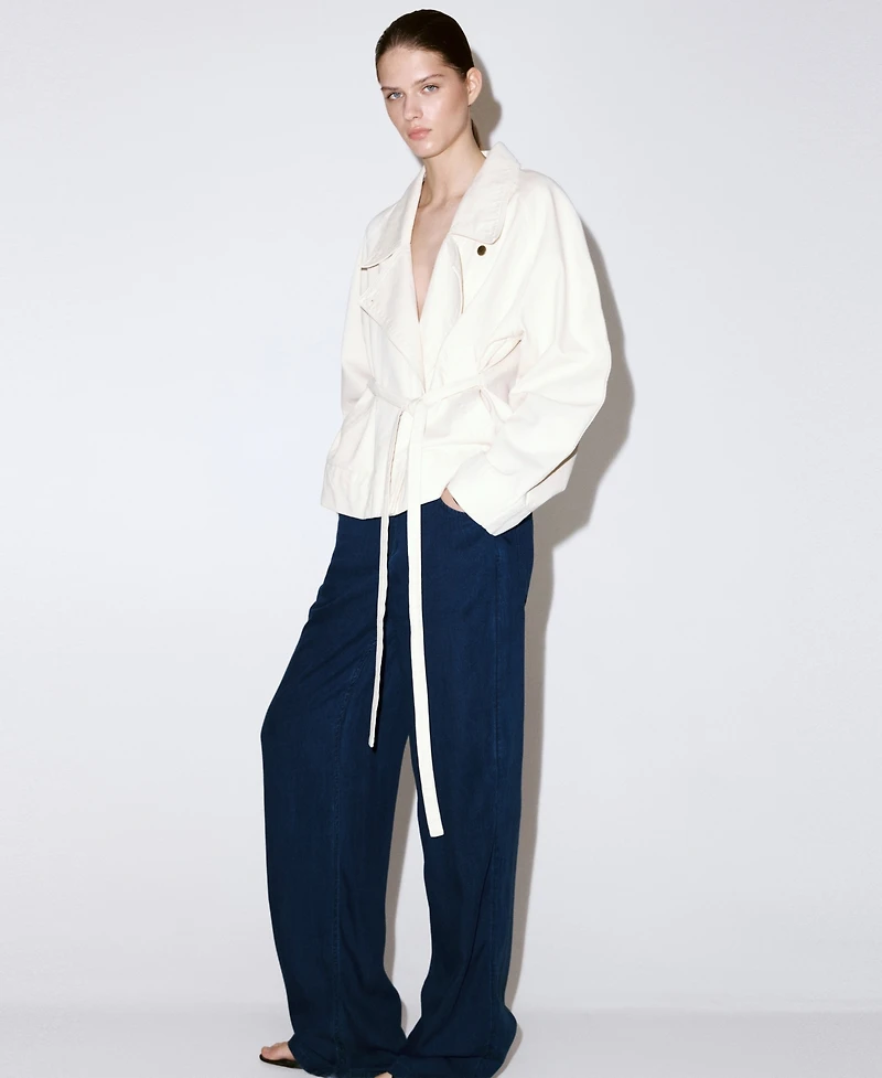 Mango Women's Bow And Belt Denim Jeans