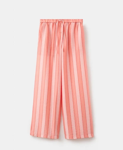 Mango Women's Straight Striped Linen-Lyocell-Blend Pants