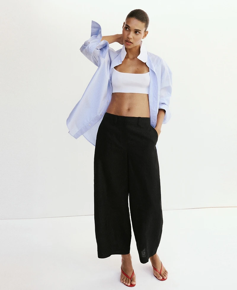 Mango Women's Linen Balloon Pants