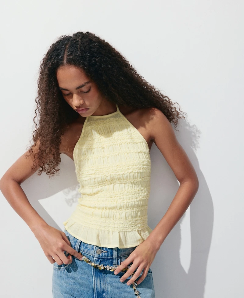 Mango Women's Halter-Neck Crinkle Top