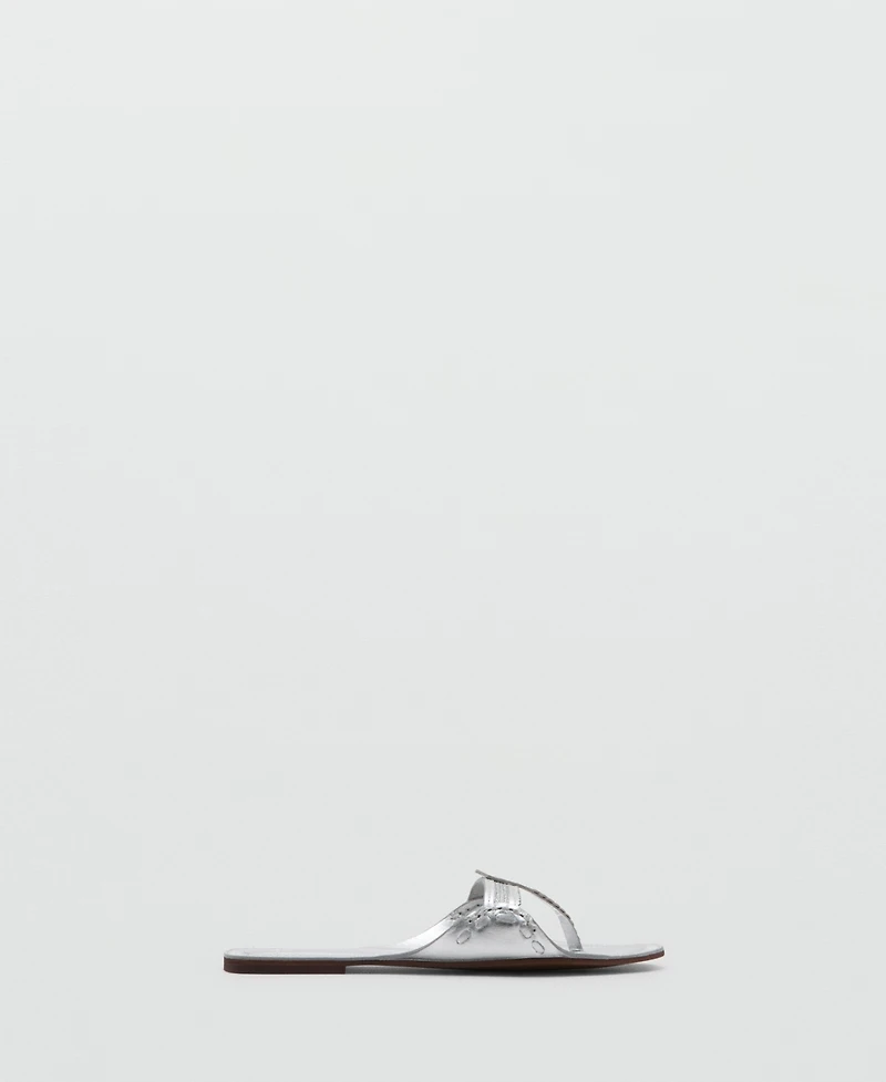 Mango Women's Metallic Leather Sandals