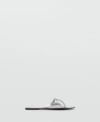 Mango Women's Metallic Leather Sandals