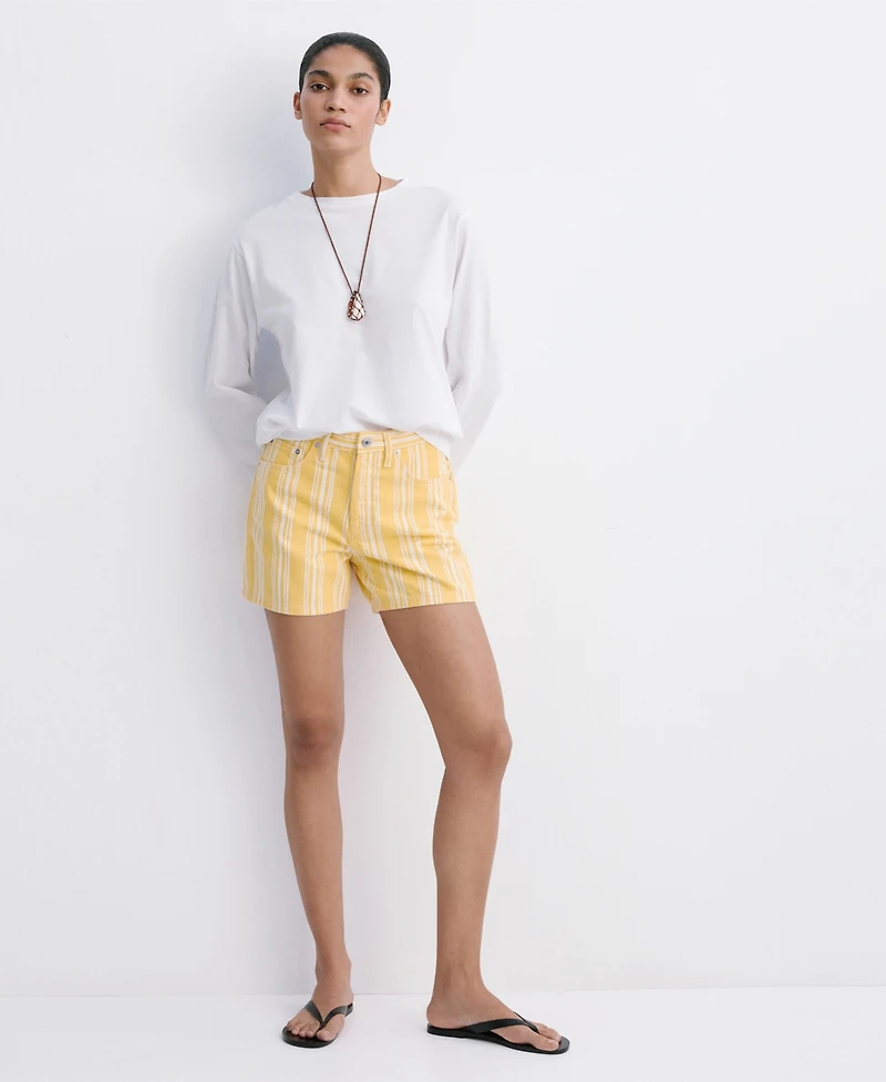 Mango Women's Striped Straight-Fit Shorts