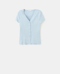 Mango Women's Lace Details Fine Knit Cardigan