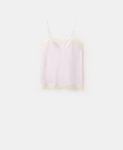 Mango Women's Lace Detail Satin Top