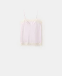 Mango Women's Lace Detail Satin Top