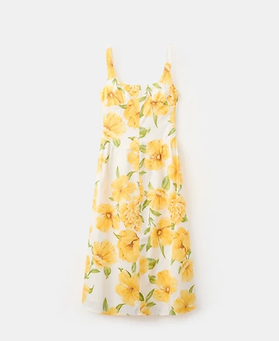 Mango Women's Gathered Waist Floral-Print Dress