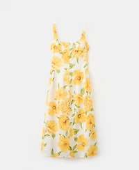 Mango Women's Gathered Waist Floral-Print Dress