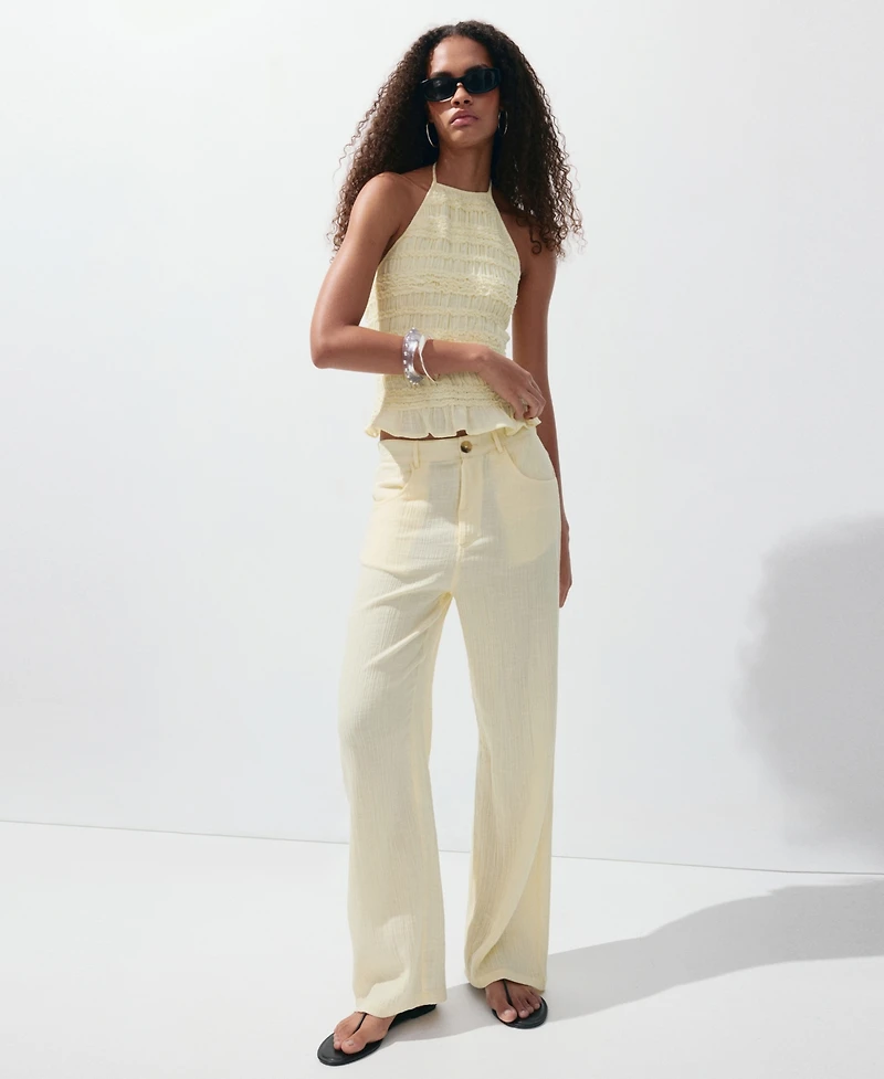 Mango Women's Balloon Crinkle Pants