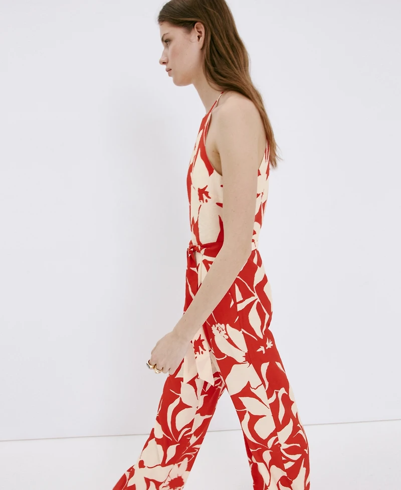 Mango Women's Belted Floral-Printed Jumpsuit