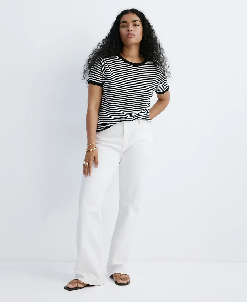 Mango Women's Striped Short-Sleeved Sweater
