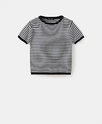 Mango Women's Striped Short-Sleeved Sweater