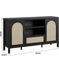 gaomon Rattan Sideboard Buffet Cabinet with Storage, Farmhouse Kitchen Buffet Cabinet with Drawer