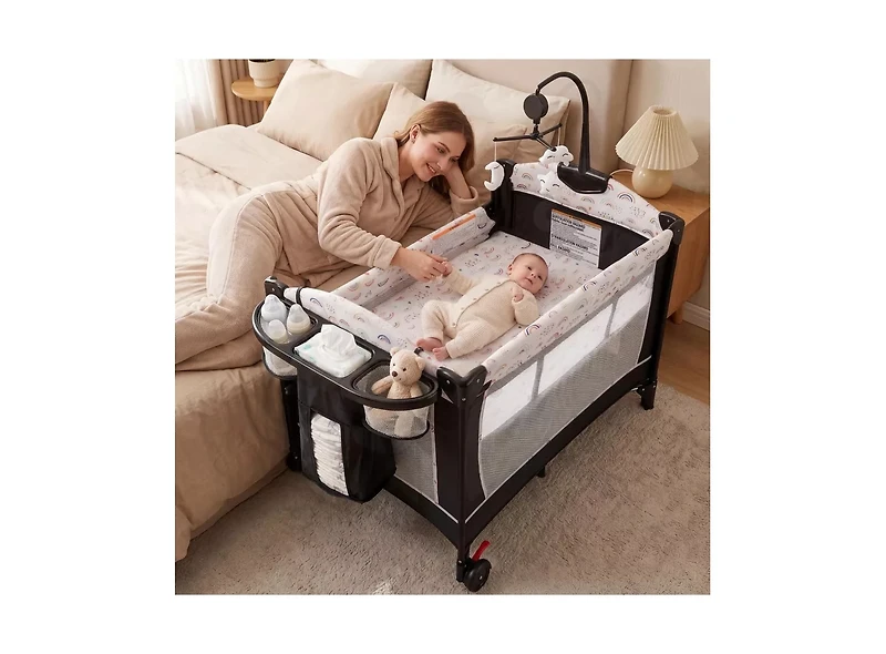 Kinder King Baby 4-in-1 Portable Playard with Bassinet, Changing Table and Storage