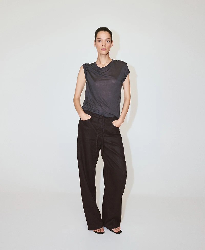 Mango Women's Bow Linen Pants