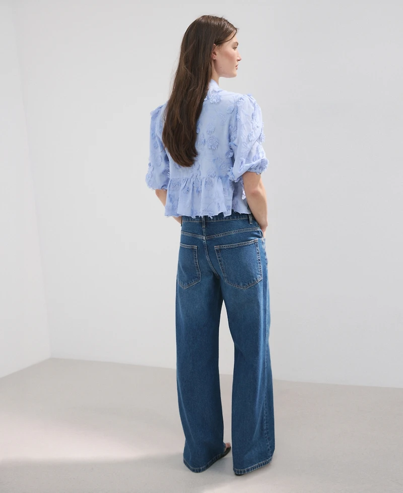 Mango Women's Embroidered Puff-Sleeve Blouse