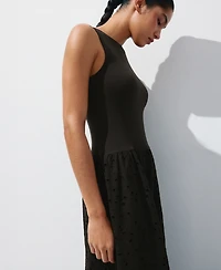Mango Women's Lace Accents Embroidered Combined Dress