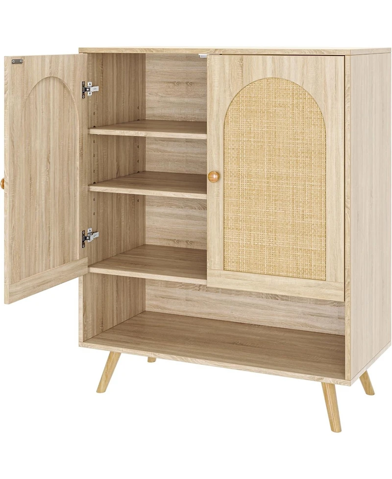 gaomon Set of 2 4-Tier Rattan Shoe Cabinets with Woven Doors and Adjustable Shelves